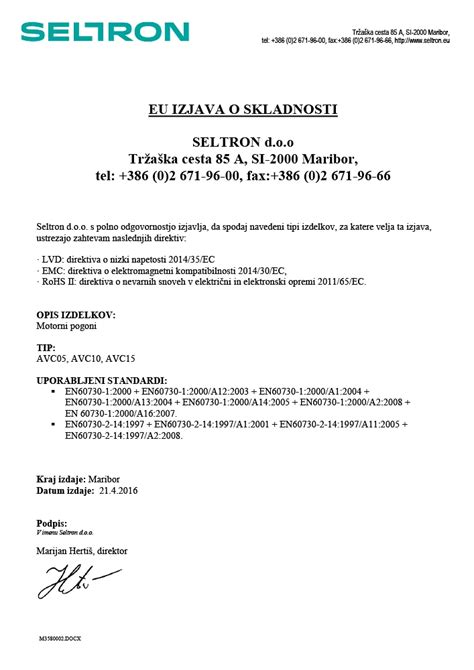 Certifikati skladnosti izdelkov in varnosti