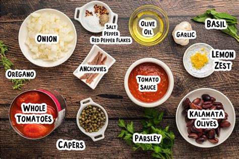Photo of Puttanesca sauce ingredients