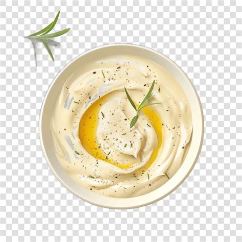 A bowl of creamy tahini sauce, possibly with a drizzle of olive oil and a sprinkle of fresh herbs.