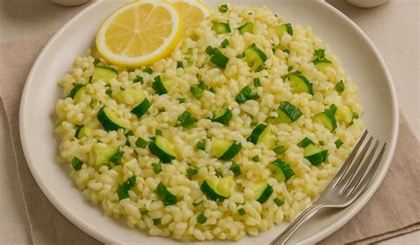 Sveže pripravljena kremasta rižota s koščki piščanca, bučkami, posuta s svežim peteršiljem in parmezanom
