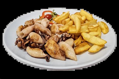 postreženi lignji s prilogo