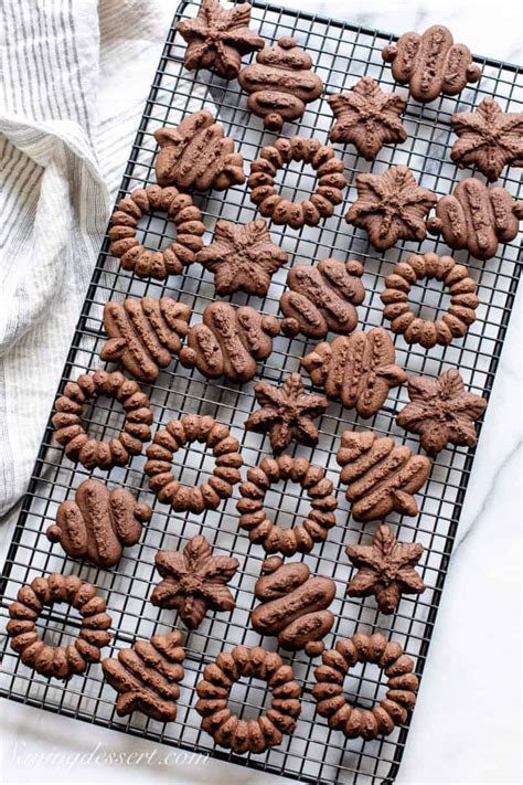 Photo of finished chocolate spritz cookies filled and decorated