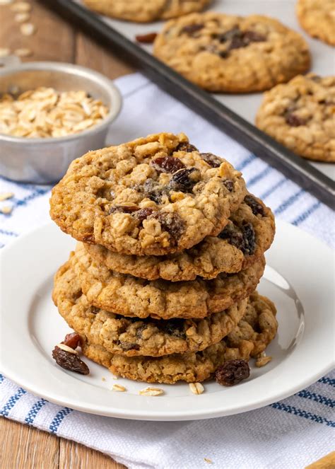 Thematic photo of oatmeal cookies with raisins