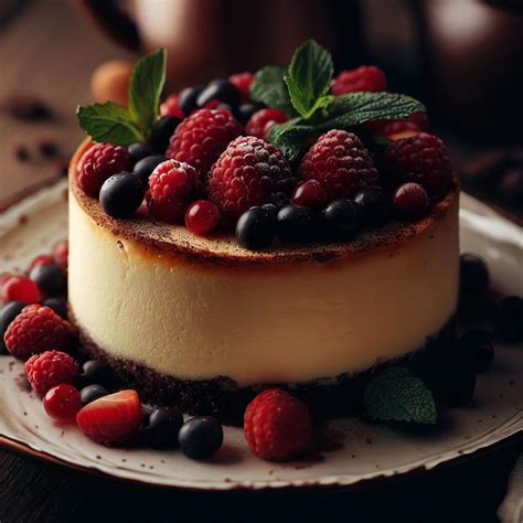 Photo of a finished and decorated LCHF cheesecake with berries