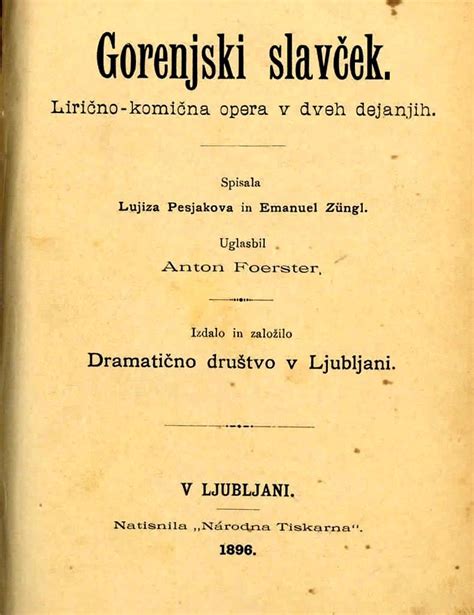 Plakat za opero Gorenjski slavček ali fotografija Antona Foersterja