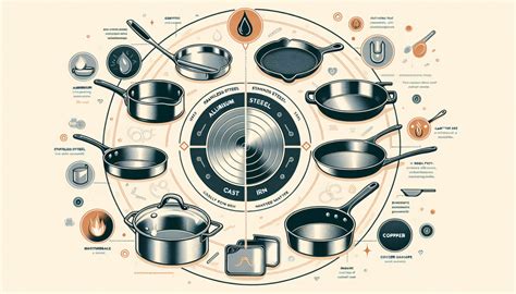 Thematic photo of various types of cookware in a modern kitchen
