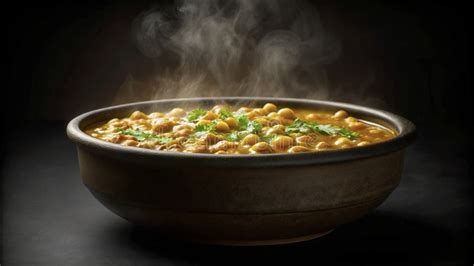 Thematic photo of a bowl of string bean stew (boranija) with steam rising, garnished with fresh herbs