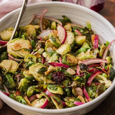 Thematic photo of a salad with Brussels sprouts, beans, and kefir dressing