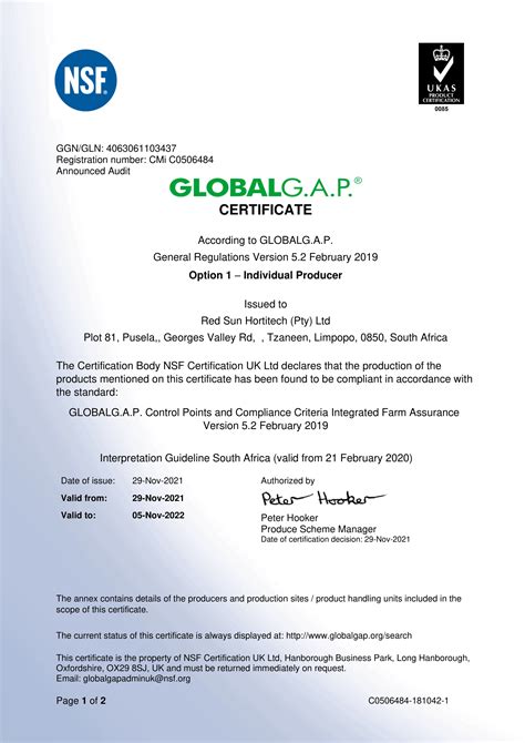 Logotip in pojasnilo certifikata GLOBAL G.A.P. za zelenjavo
