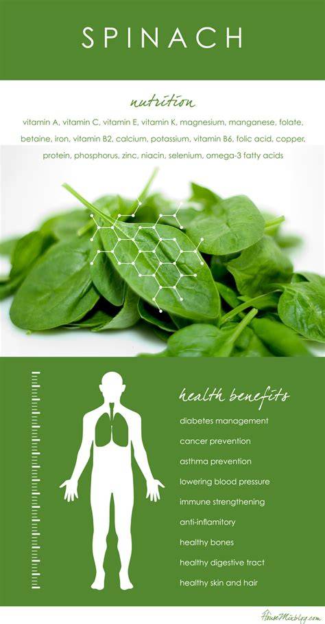 Infographic showing the nutritional benefits of spinach