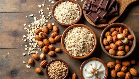 Fotografija zdravih ovsenih piškotov z dodatki, ki so primerni za zajtrk.