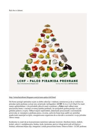 infografika: piramida LCHF prehrane z razmerji makrohranil