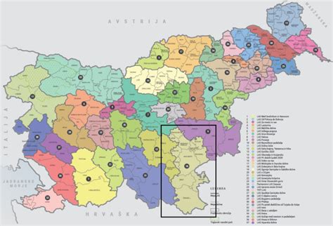 Zemljevid regije Bela krajina s poudarkom na kulinarični dediščini
