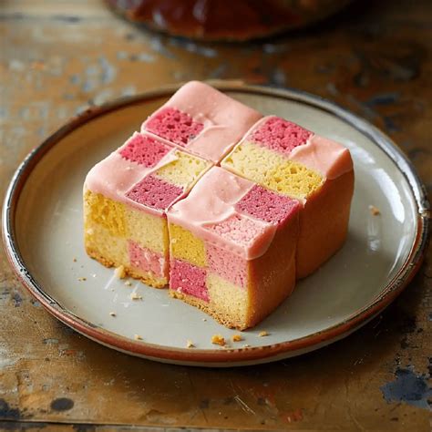 Prikaz sestavljanja Battenberg torte s šahovničnim vzorcem