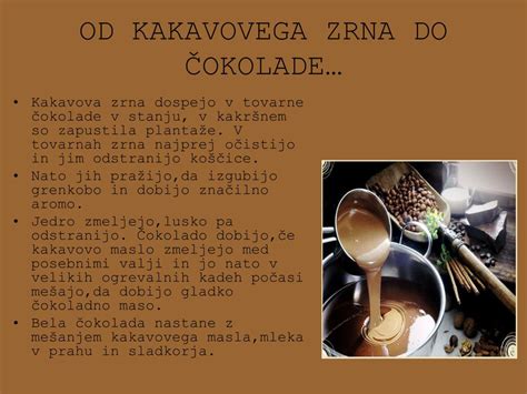 Shema proizvodnje čokolade od kakavovega zrna do tablice