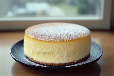Thematic photo of a Japanese Soufflé Cheesecake with a light, airy texture