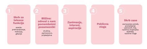 Infografika: Prikaz petih stebrov duševnega zdravja (sreča, zadovoljstvo, samospoštovanje, odnosi, obvladovanje izzivov), ki delujejo kot prsti na roki.