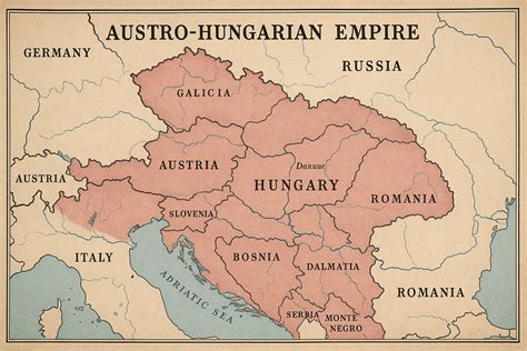 Historical map showing the Austro-Hungarian Empire or regions with culinary ties