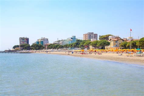 Panoramic photo of Grado, Italy with its lagoon, beach, and historical center