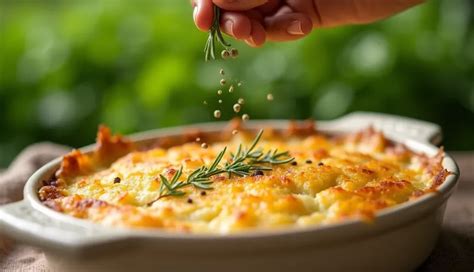 detajlna fotografija plastenja gratiniranega krompirja