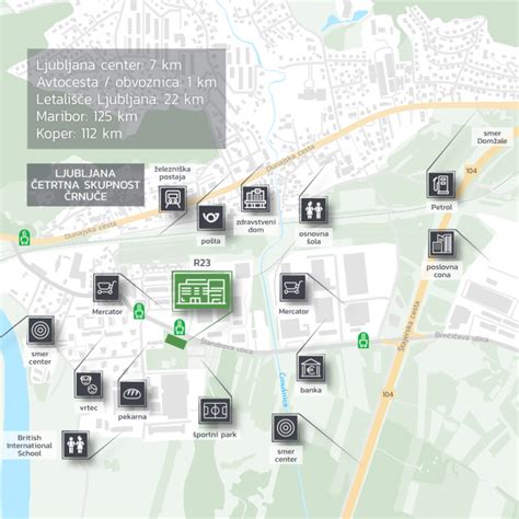 Zemljevid lokacije Bistroja Križišče v Radečah s poudarkom na bližini reke Save, mostu in železniške postaje.