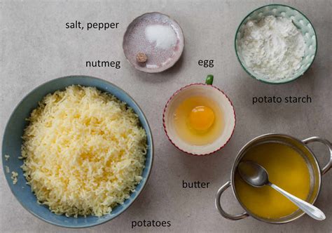 Infographic of ingredients for potato dumplings