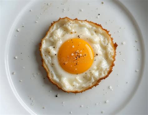 Plate with fried egg, salt, pepper, and fresh herbs