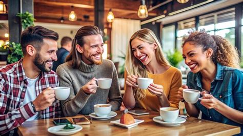 Thematic photo of a coffee shop interior with people enjoying coffee