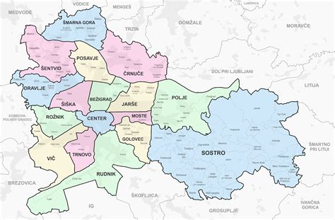 Zemljevid območja katastrske občine Slape v Ljubljani