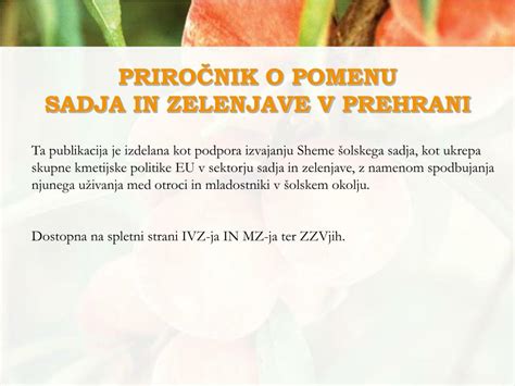 infografika o pomembnosti sadja in zelenjave v prehrani
