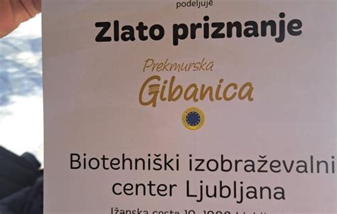 Certifikat zaščitene geografske označbe za Prekmursko gibanico