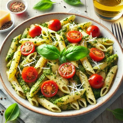 Fotografija različnih jedi s suhimi paradižniki (pesto, testenine, kruh)