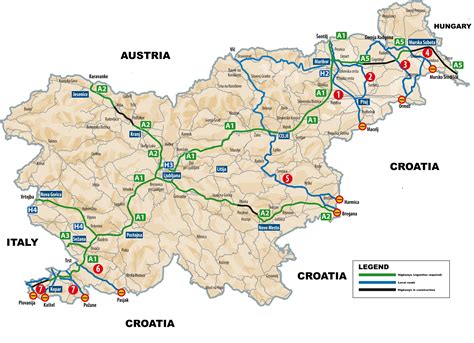 Mapa Slovenije z označenimi lokacijami ekoloških kmetij
