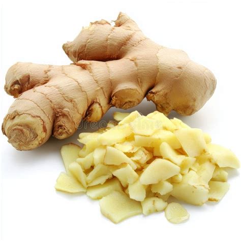 Fresh ginger root and sliced ginger
