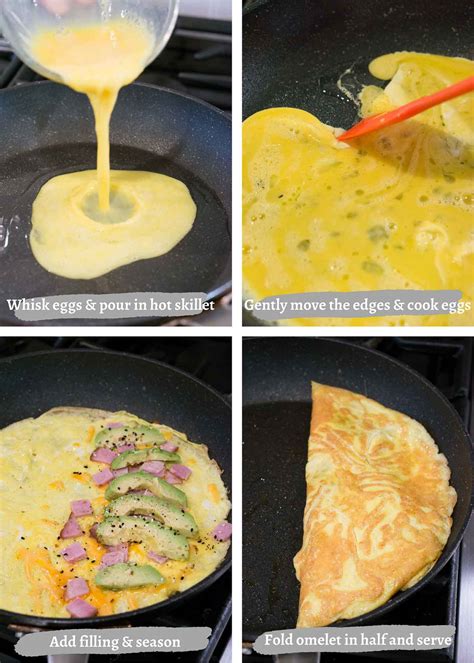 Infographic showing step-by-step how to fold an omelet.