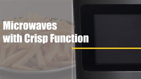 Infographic showing different foods that can be cooked with a microwave crisp function (pizza, fries, chicken)