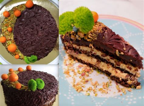 Končana čokoladno-pomarančna torta s pistacijami in kandirano pomarančno lupinico