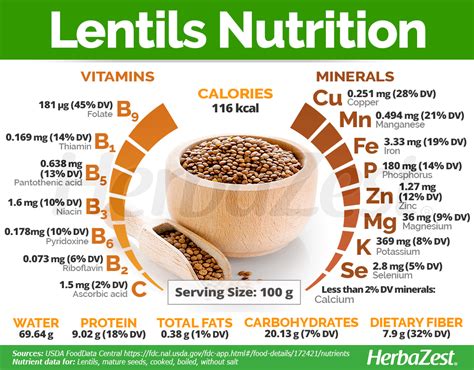 Infographic on the nutritional value of black lentils
