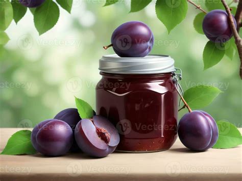 Photo of a jar of plum jam