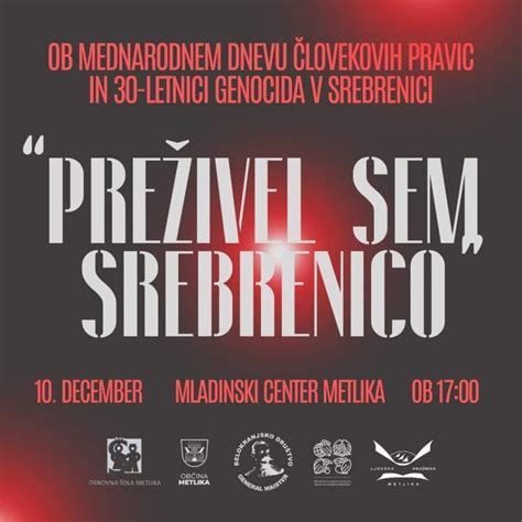 Tematska fotografija, ki prikazuje opuščeno mesnico z plakati, posvečenimi genocidu v Srebrenici