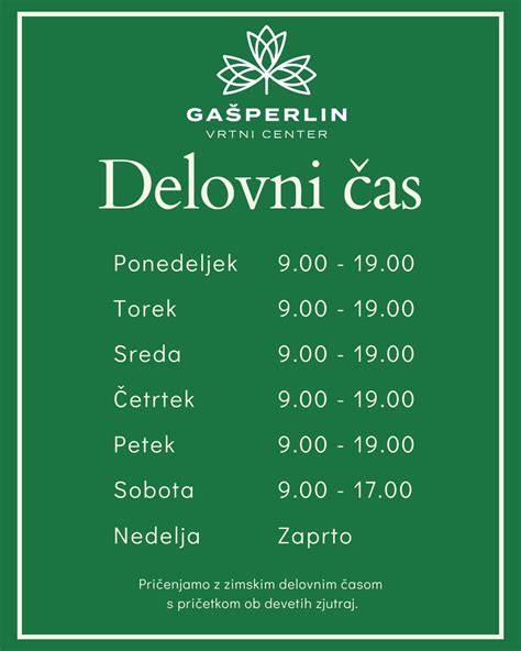 Infografika z delovnim časom Gostilne Krjavelj
