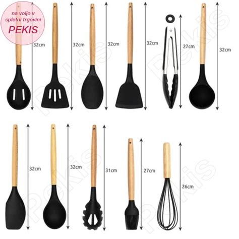 Ilustracija različnih kuhinjskih pripomočkov in sestavin