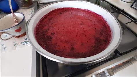 Prikaz postopka priprave marmelade iz aronije, od kuhanja do polnjenja v kozarce