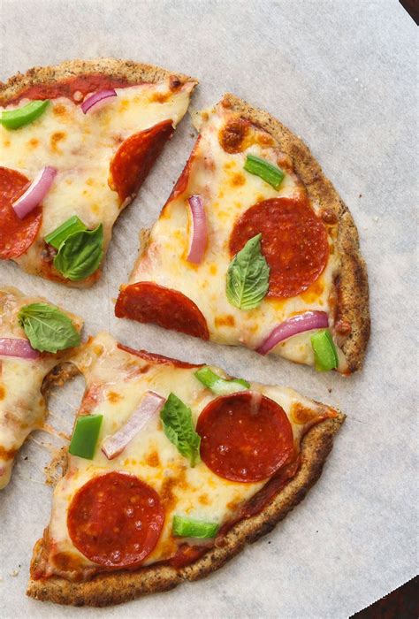 Thematic photo of LCHF pizza ingredients like almond flour, coconut flour, psyllium husk