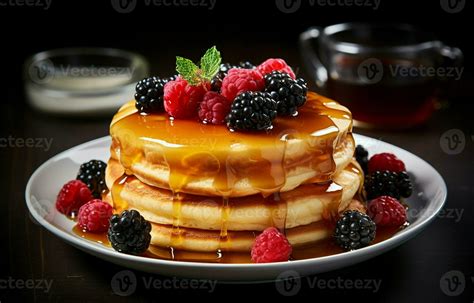 The image should show a stack of freshly made pancakes on a plate.