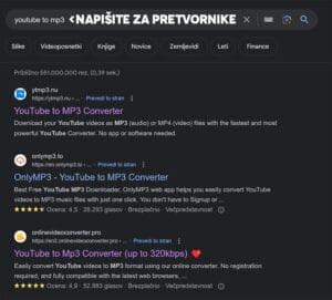 Ikone priljubljenih aplikacij za prenos glasbe z YouTuba