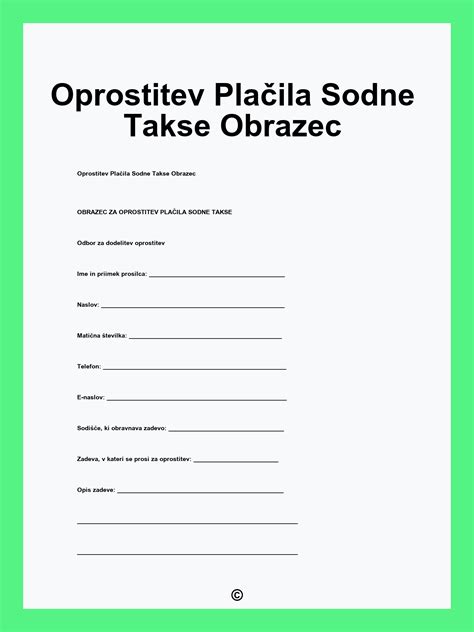 Infografika: Shema postopka predloga za oprostitev plačila sodnih taks