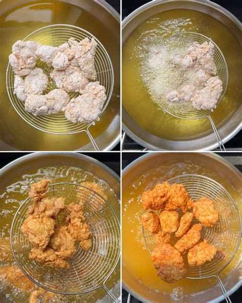 Infographics on the stages of frying chicken fillets