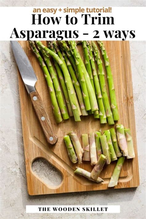 Infographic showing how to trim and cut asparagus for risotto