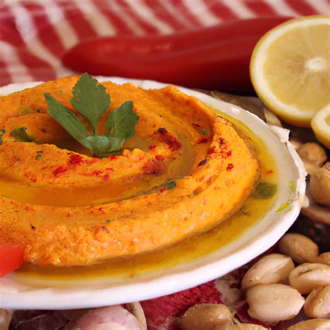 Tematska fotografija: Muhammara s svežim kruhom in zelenjavo
